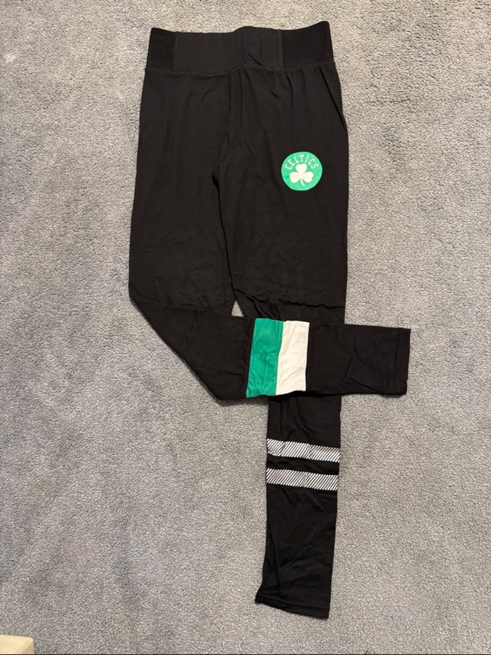 Black Leggings with Green Celtics Logo